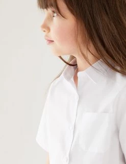 M&S Collection 2pk Girls' Slim Fit Non-Iron School Shirts (2-18 Yrs) -School Uniform Sales Store SD 04 T76 5984 Z0 X EC 1
