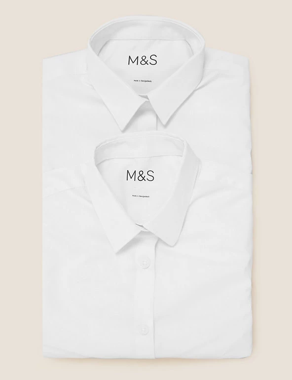 M&S Collection 2pk Girls' Skinny Fit School Shirts (2-18 Yrs) 8 M&S Collection 2pk Girls' Skinny Fit School Shirts (2-18 Yrs) - Image 6
