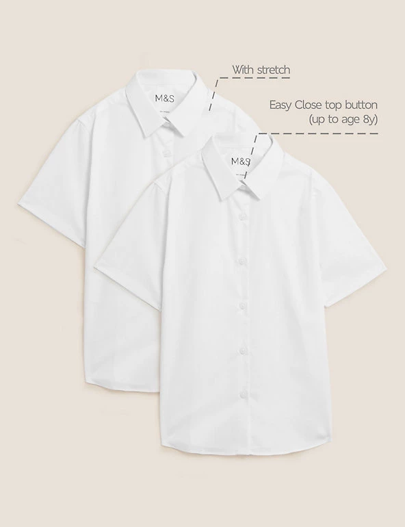 M&S Collection 2pk Girls' Skinny Fit School Shirts (2-18 Yrs) 4 M&S Collection 2pk Girls' Skinny Fit School Shirts (2-18 Yrs) - Image 2