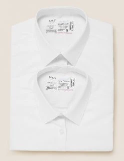 M&S Collection 2pk Girls’ Slim Fit Pure Cotton School Shirts (2-18 Yrs) 13 M&S Collection 2pk Girls’ Slim Fit Pure Cotton School Shirts (2-18 Yrs) -School Uniform Sales Store SD 04 T76 5996S Z0 X EC 7
