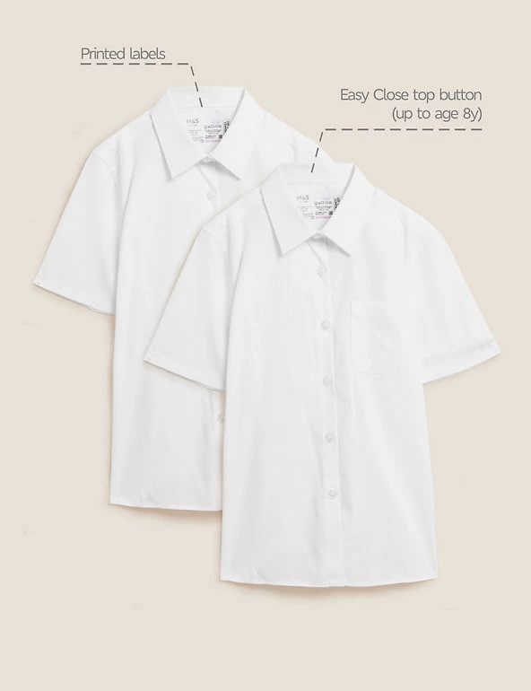 M&S Collection 2pk Girls’ Slim Fit Pure Cotton School Shirts (2-18 Yrs) 4 M&S Collection 2pk Girls’ Slim Fit Pure Cotton School Shirts (2-18 Yrs) - Image 2