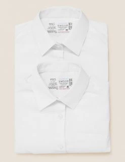 M&S Collection 2pk Girls’ Pure Cotton School Shirts (2-18 Yrs) -School Uniform Sales Store SD 04 T76 5999S Z0 X EC 7