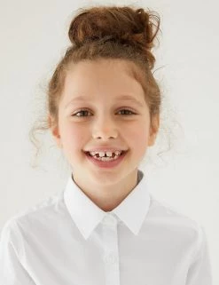 M&S Collection 3pk Girls' Plus Fit Easy Iron School Shirts (4-18 Yrs) -School Uniform Sales Store SD 04 T76 6023P Z0 X EC 1