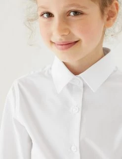 M&S Collection 3pk Girls' Slim Fit Easy Iron School Shirts (2-16 Yrs) -School Uniform Sales Store SD 04 T76 6024 Z0 X EC 1