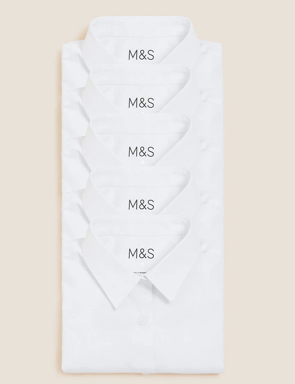M&S Collection 5pk Girls' Regular Fit Easy To Iron Shirts (2-18 Yrs) 8 M&S Collection 5pk Girls' Regular Fit Easy To Iron Shirts (2-18 Yrs) - Image 6