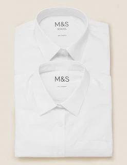 M&S Collection 2pk Girls' Non-Iron School Shirts (2-18 Yrs) -School Uniform Sales Store SD 04 T76 6037 Z0 X EC 7