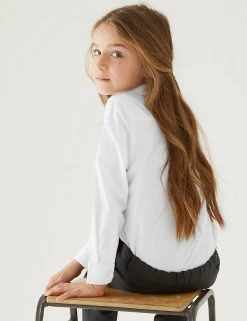 M&S Collection 2pk Girls’ Pure Cotton School Shirts (2-18 Yrs) -School Uniform Sales Store SD 04 T76 6054S Z0 X EC 2