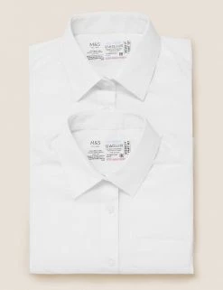 M&S Collection 2pk Girls’ Pure Cotton School Shirts (2-18 Yrs) -School Uniform Sales Store SD 04 T76 6054S Z0 X EC 7