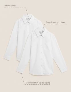 M&S Collection 2pk Girls’ Pure Cotton School Shirts (2-18 Yrs) -School Uniform Sales Store SD 04 T76 6054S Z0 X EC 90