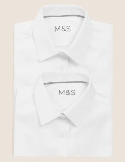 M&S Collection 2pk Girls' Skinny Fit School Shirts (2-18 Yrs) -School Uniform Sales Store SD 04 T76 6057 Z0 X EC 7