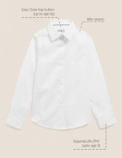 M&S Collection 2pk Girls' Skinny Fit School Shirts (2-18 Yrs) -School Uniform Sales Store SD 04 T76 6057 Z0 X EC 90
