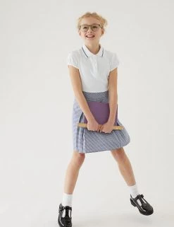 M&S Collection Dresses Girls' 2 In 1 Gingham Pleated School Dress (2-14 Yrs) -School Uniform Sales Store SD 04 T76 6475 F0 X EC 0