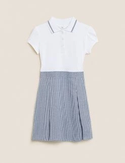 M&S Collection Dresses Girls' 2 In 1 Gingham Pleated School Dress (2-14 Yrs) -School Uniform Sales Store SD 04 T76 6475 F0 X EC 90