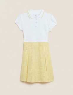 M&S Collection Dresses Girls' 2 In 1 Gingham Pleated School Dress (2-14 Yrs) -School Uniform Sales Store SD 04 T76 6475 R0 X EC 90