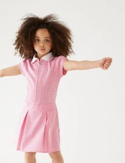 M&S Collection Dresses Girls' Gingham Pleated School Dress (2-14 Yrs) -School Uniform Sales Store SD 04 T76 6477 A0 X EC 0