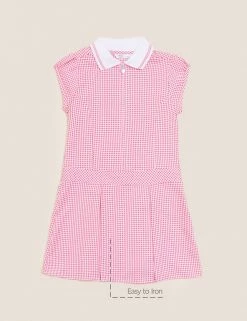 M&S Collection Dresses Girls' Gingham Pleated School Dress (2-14 Yrs) -School Uniform Sales Store SD 04 T76 6477 A0 X EC 90