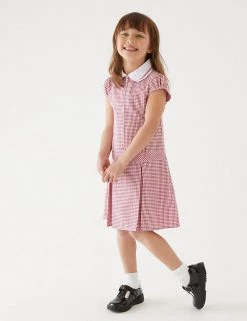 M&S Collection Dresses Girls' Gingham Pleated School Dress (2-14 Yrs) -School Uniform Sales Store SD 04 T76 6477 B0 X EC 0
