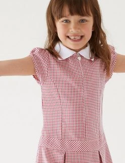 M&S Collection Dresses Girls' Gingham Pleated School Dress (2-14 Yrs) -School Uniform Sales Store SD 04 T76 6477 B0 X EC 1