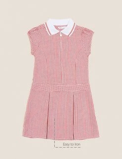 M&S Collection Dresses Girls' Gingham Pleated School Dress (2-14 Yrs) -School Uniform Sales Store SD 04 T76 6477 B0 X EC 90