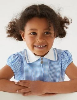 M&S Collection Dresses Girls' Gingham Pleated School Dress (2-14 Yrs) -School Uniform Sales Store SD 04 T76 6477 E1 X EC 1