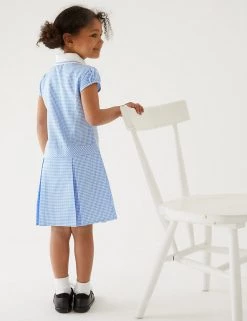 M&S Collection Dresses Girls' Gingham Pleated School Dress (2-14 Yrs) -School Uniform Sales Store SD 04 T76 6477 E1 X EC 2