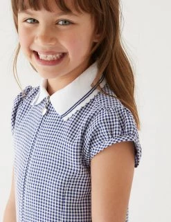 M&S Collection Dresses Girls' Gingham Pleated School Dress (2-14 Yrs) -School Uniform Sales Store SD 04 T76 6477 F0 X EC 1