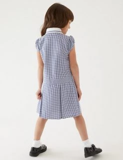 M&S Collection Dresses Girls' Gingham Pleated School Dress (2-14 Yrs) -School Uniform Sales Store SD 04 T76 6477 F0 X EC 2