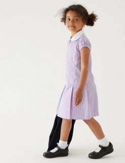 M&S Collection Dresses Girls' Gingham Pleated School Dress (2-14 Yrs) -School Uniform Sales Store SD 04 T76 6477 G0 X EC 0