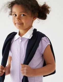 M&S Collection Dresses Girls' Gingham Pleated School Dress (2-14 Yrs) -School Uniform Sales Store SD 04 T76 6477 G0 X EC 1