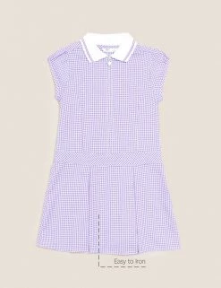 M&S Collection Dresses Girls' Gingham Pleated School Dress (2-14 Yrs) -School Uniform Sales Store SD 04 T76 6477 G0 X EC 90