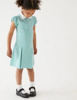 M&S Collection Dresses Girls' Gingham Pleated School Dress (2-14 Yrs) -School Uniform Sales Store SD 04 T76 6477 J0 X EC 0