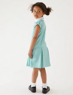 M&S Collection Dresses Girls' Gingham Pleated School Dress (2-14 Yrs) -School Uniform Sales Store SD 04 T76 6477 J0 X EC 2