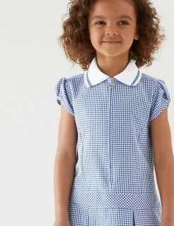 M&S Collection Dresses Girls' Gingham Pleated School Dress (2-14 Yrs) -School Uniform Sales Store SD 04 T76 6477 O4 X EC 1
