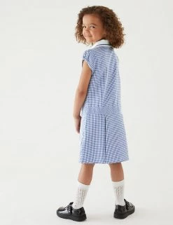 M&S Collection Dresses Girls' Gingham Pleated School Dress (2-14 Yrs) -School Uniform Sales Store SD 04 T76 6477 O4 X EC 2