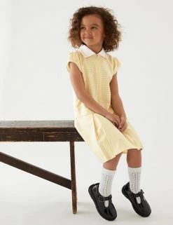 M&S Collection Dresses Girls' Gingham Pleated School Dress (2-14 Yrs) -School Uniform Sales Store SD 04 T76 6477 R0 X EC 0