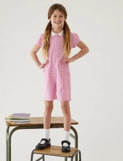 M&S Collection Dresses Girls' Gingham School Playsuit (2-14 Yrs) -School Uniform Sales Store SD 04 T76 6479 A0 X EC 0