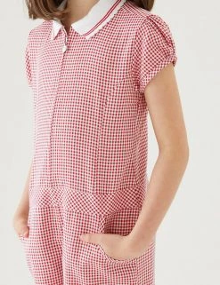 M&S Collection Dresses Girls' Gingham School Playsuit (2-14 Yrs) -School Uniform Sales Store SD 04 T76 6479 B0 X EC 1