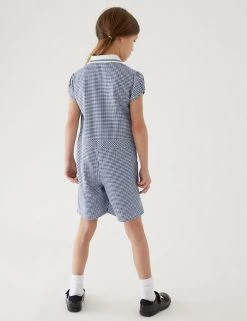M&S Collection Dresses Girls' Gingham School Playsuit (2-14 Yrs) -School Uniform Sales Store SD 04 T76 6479 F0 X EC 2