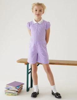 M&S Collection Dresses Girls' Gingham School Playsuit (2-14 Yrs) -School Uniform Sales Store SD 04 T76 6479 G0 X EC 0