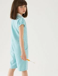 M&S Collection Dresses Girls' Gingham School Playsuit (2-14 Yrs) -School Uniform Sales Store SD 04 T76 6479 J0 X EC 2