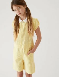 M&S Collection Dresses Girls' Gingham School Playsuit (2-14 Yrs) -School Uniform Sales Store SD 04 T76 6479 R0 X EC 0