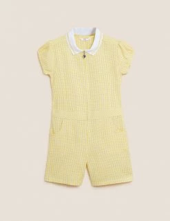 M&S Collection Dresses Girls' Gingham School Playsuit (2-14 Yrs) -School Uniform Sales Store SD 04 T76 6479 R0 X EC 90