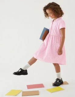 M&S Collection Dresses Girls' Pure Cotton Striped School Dress (2-14 Yrs) -School Uniform Sales Store SD 04 T76 6480 A0 X EC 0