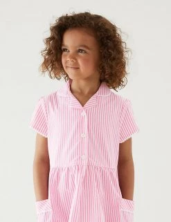 M&S Collection Dresses Girls' Pure Cotton Striped School Dress (2-14 Yrs) -School Uniform Sales Store SD 04 T76 6480 A0 X EC 1