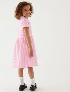 M&S Collection Dresses Girls' Pure Cotton Striped School Dress (2-14 Yrs) -School Uniform Sales Store SD 04 T76 6480 A0 X EC 2