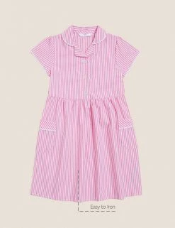 M&S Collection Dresses Girls' Pure Cotton Striped School Dress (2-14 Yrs) -School Uniform Sales Store SD 04 T76 6480 A0 X EC 90