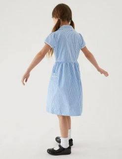 M&S Collection Dresses Girls' Pure Cotton Striped School Dress (2-14 Yrs) -School Uniform Sales Store SD 04 T76 6480 E1 X EC 2