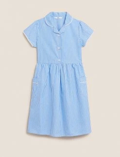 M&S Collection Dresses Girls' Pure Cotton Striped School Dress (2-14 Yrs) -School Uniform Sales Store SD 04 T76 6480 E1 X EC 90