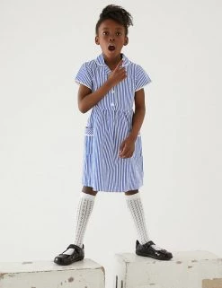 M&S Collection Dresses Girls' Pure Cotton Striped School Dress (2-14 Yrs) -School Uniform Sales Store SD 04 T76 6480 F0 X EC 0