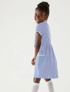 M&S Collection Dresses Girls' Pure Cotton Striped School Dress (2-14 Yrs) -School Uniform Sales Store SD 04 T76 6480 F0 X EC 2